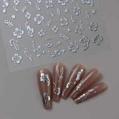 3D Gold Heart Star Nail Stickers Y2K Holographic Decals