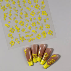 3D Gold Heart Star Nail Stickers Y2K Holographic Decals