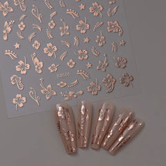 3D Gold Heart Star Nail Stickers Y2K Holographic Decals