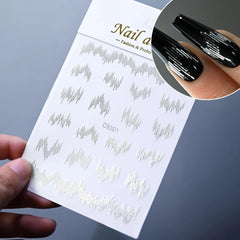 3D Gold Heart Star Nail Stickers Y2K Holographic Decals