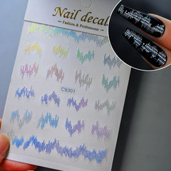 3D Gold Heart Star Nail Stickers Y2K Holographic Decals