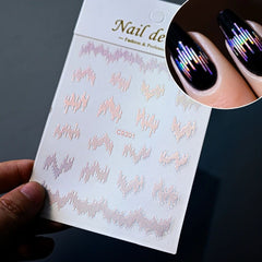 3D Gold Heart Star Nail Stickers Y2K Holographic Decals