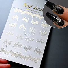 3D Gold Heart Star Nail Stickers Y2K Holographic Decals
