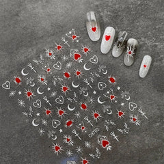 3D Gold Heart Star Nail Stickers Y2K Holographic Decals