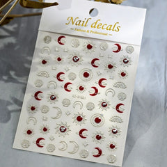 3D Gold Heart Star Nail Stickers Y2K Holographic Decals