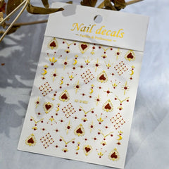 3D Gold Heart Star Nail Stickers Y2K Holographic Decals