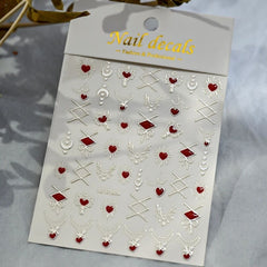 3D Gold Heart Star Nail Stickers Y2K Holographic Decals