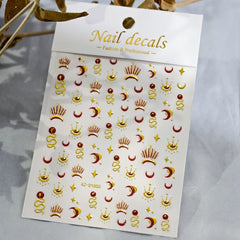3D Gold Heart Star Nail Stickers Y2K Holographic Decals