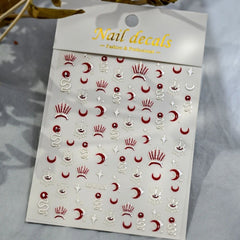 3D Gold Heart Star Nail Stickers Y2K Holographic Decals