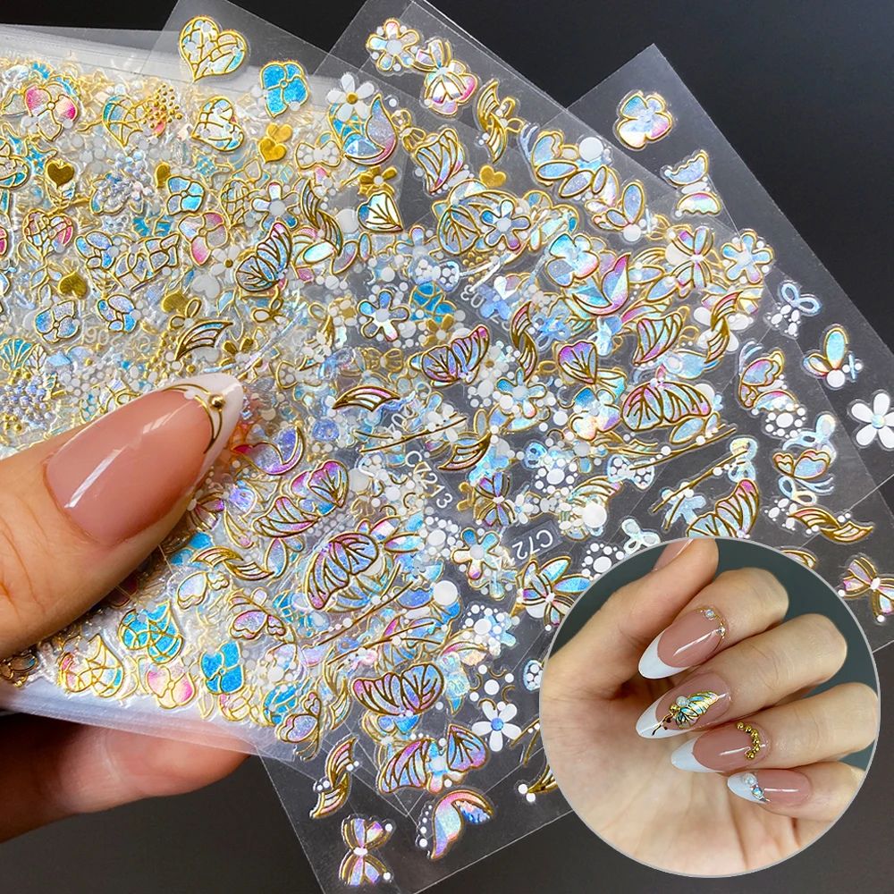 3D Nail Stickers Set – Cherry Blossom, Rose, Daisy Designs