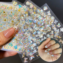 3D Nail Stickers Set – Cherry Blossom, Rose, Daisy Designs