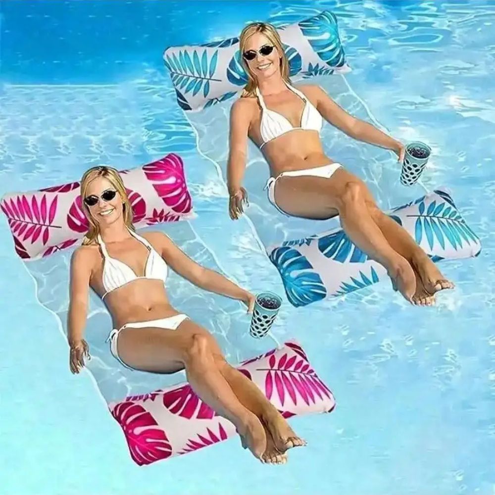 4-in-1 Inflatable Pool Lounge with Head & Foot Pillows