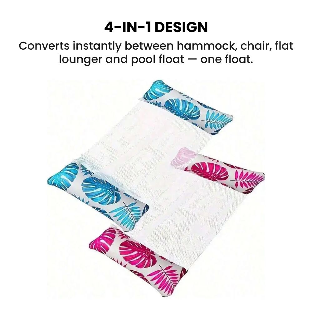 4-in-1 Inflatable Pool Lounge with Head & Foot Pillows 4 in one