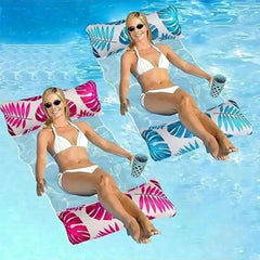 4-in-1 Inflatable Pool Lounge with Head & Foot Pillows