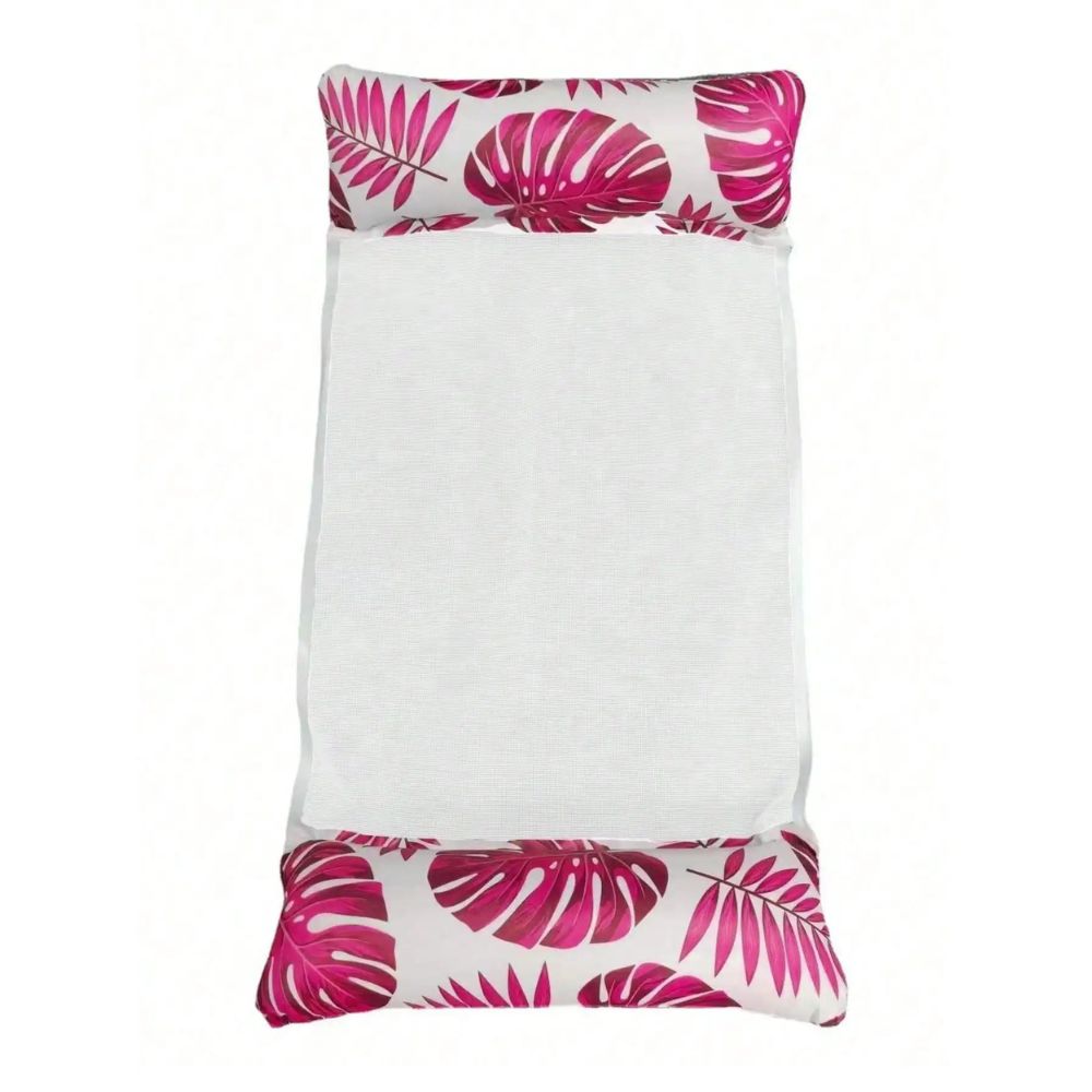 4-in-1 Inflatable Pool Lounge with Head & Foot Pillows- pink