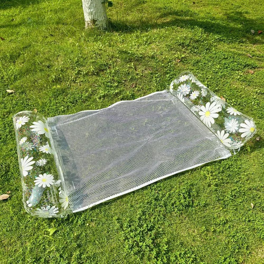 4-in-1 Inflatable Pool Lounge with Head & Foot Pillows- transparent