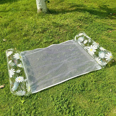 4-in-1 Inflatable Pool Lounge with Head & Foot Pillows- transparent