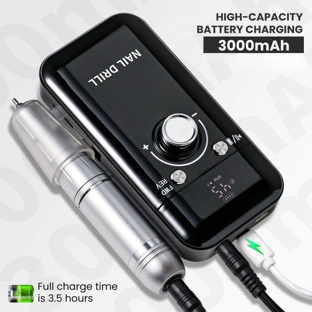 Electric 45000RPM Nail Drill Machine for Manicure & Pedicure - baterry