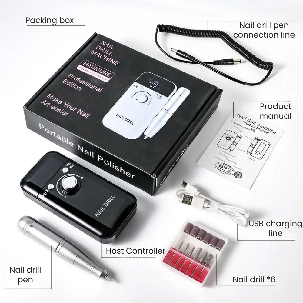 Electric 45000RPM Nail Drill Machine for Manicure & Pedicure - package contains