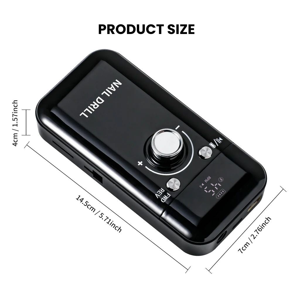 Electric 45000RPM Nail Drill Machine for Manicure & Pedicure - size