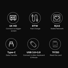 4K HDMI USB C Hub 8-in-1 PD RJ45 for Notebook