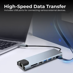 4K HDMI USB C Hub 8-in-1 PD RJ45 for Notebook