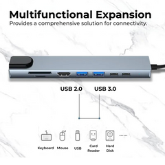 4K HDMI USB C Hub 8-in-1 PD RJ45 for Notebook