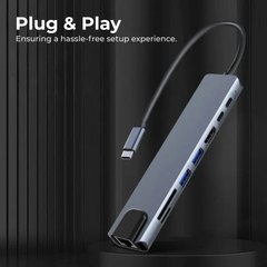 4K HDMI USB C Hub 8-in-1 PD RJ45 for Notebook