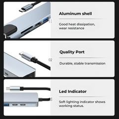 4K HDMI USB C Hub 8-in-1 PD RJ45 for Notebook
