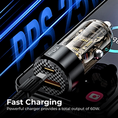 60W PD Car Charger Fast Charging for iPhone Samsung