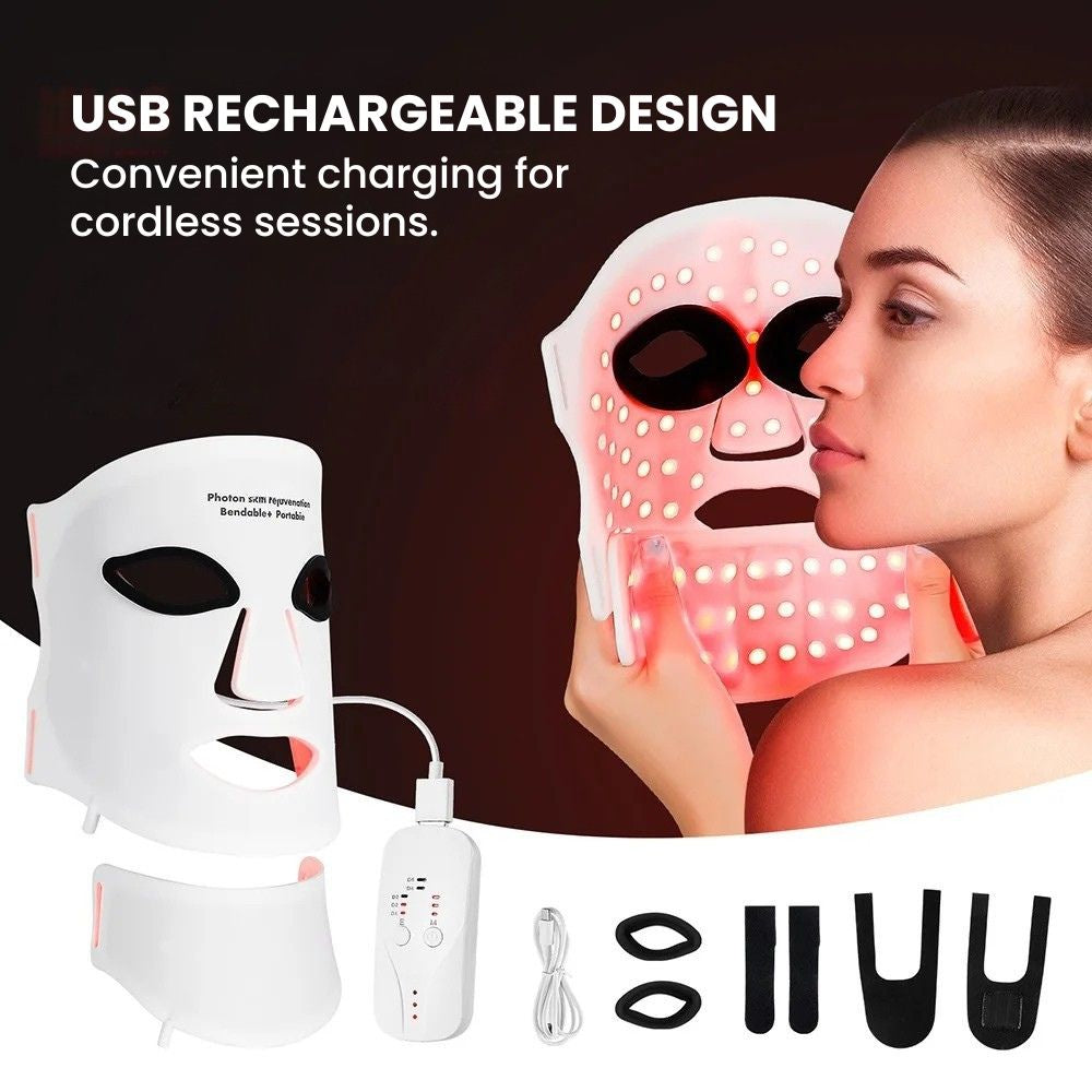 7-Color LED Photon Face & Neck Therapy Mask - rechargeable