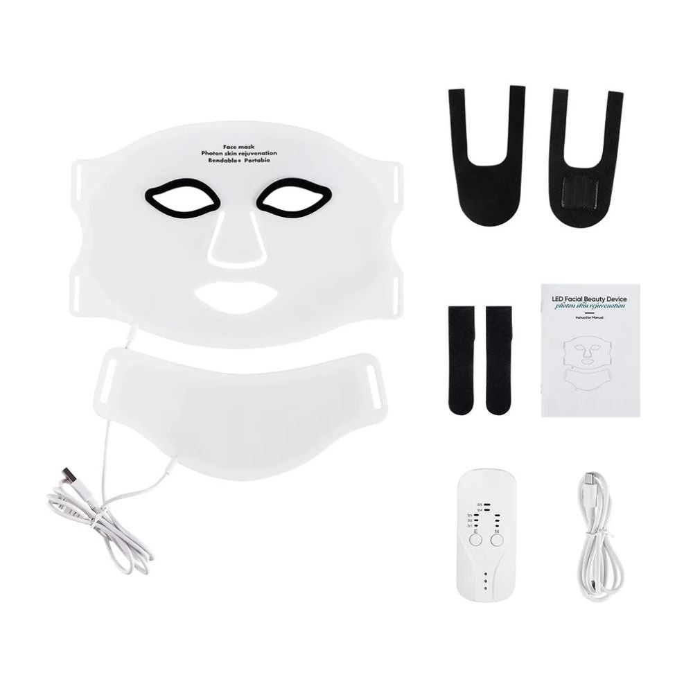 7-Color LED Photon Face & Neck Therapy Mask - white