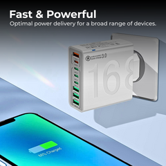 150W 8-Port USB Fast Charger with QC 3.0 & PD