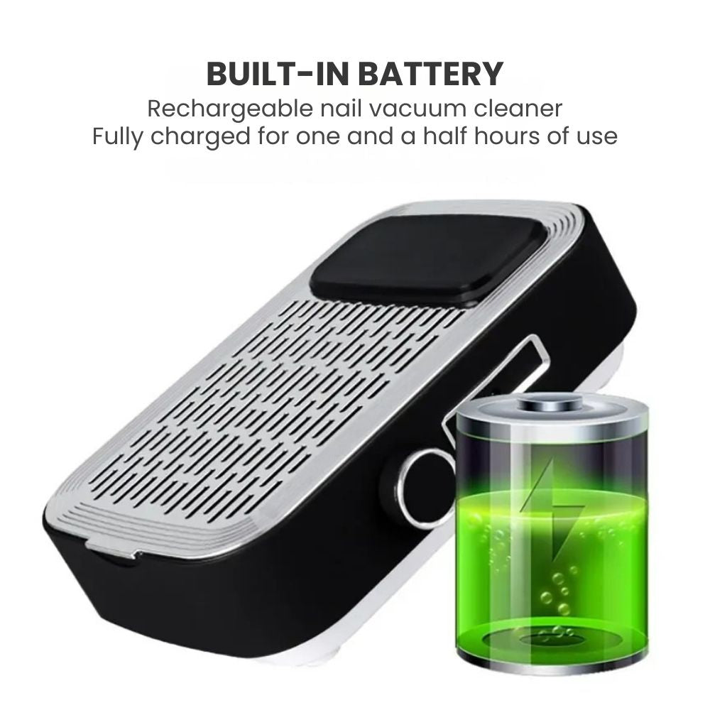 80W Professional Rechargeable Nail Dust Vacuum Cleaner with Removable Filter - built in battery
