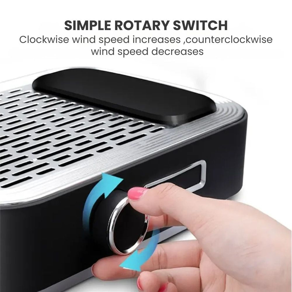 80W Professional Rechargeable Nail Dust Vacuum Cleaner with Removable Filter - rotary switch