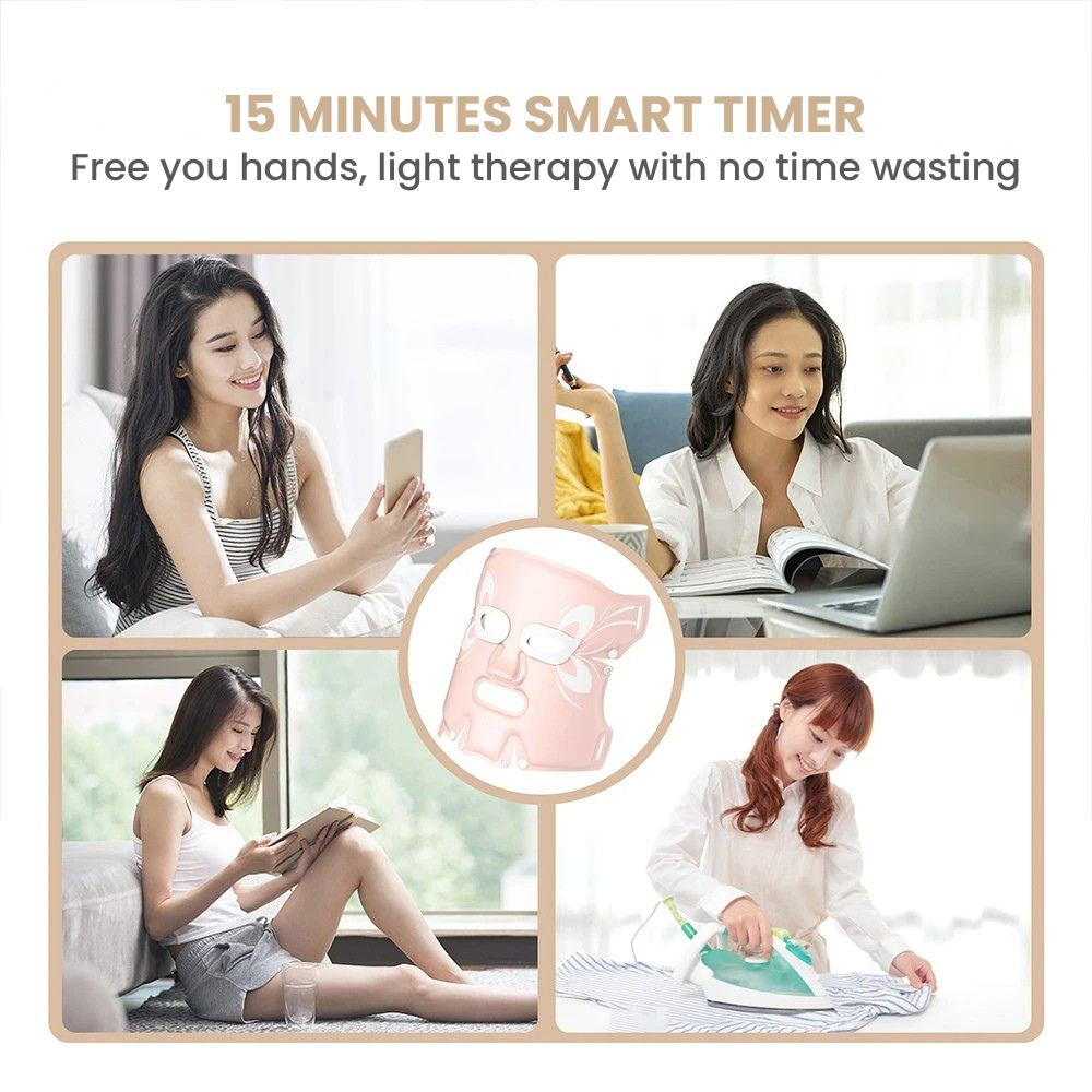 ANLAN 5-Color LED Therapy Silicone Facial Mask - smart timer