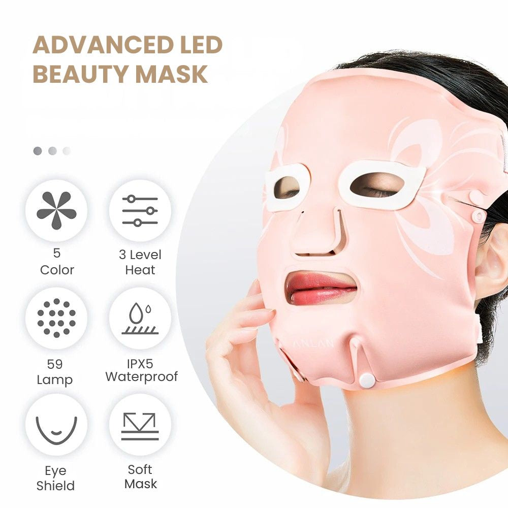 ANLAN 5-Color LED Therapy Silicone Facial Mask - advanced