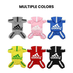 Adidog Stripe Hoodie Jumpsuit — Small Dog Tracksuit