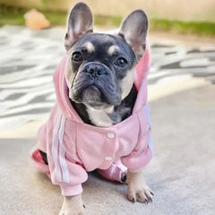 Adidog Stripe Hoodie Jumpsuit — Small Dog Tracksuit