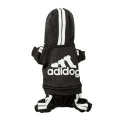 Adidog Stripe Hoodie Jumpsuit — Small Dog Tracksuit