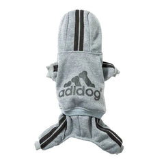 Adidog Stripe Hoodie Jumpsuit — Small Dog Tracksuit