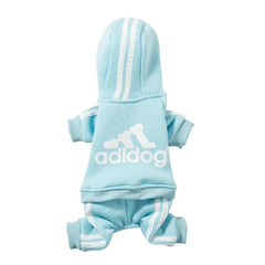 Adidog Stripe Hoodie Jumpsuit — Small Dog Tracksuit