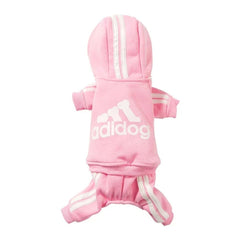 Adidog Stripe Hoodie Jumpsuit — Small Dog Tracksuit