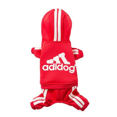 Adidog Stripe Hoodie Jumpsuit — Small Dog Tracksuit