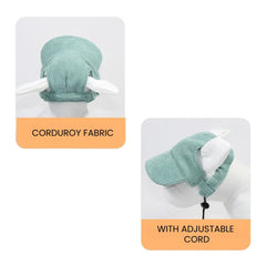 Adjustable Dog Sun Hat with Visor – Cute Corduroy Cap