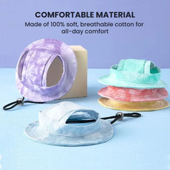 Adjustable Pet Sun Hat — Breathable Tie-Dye Bucket Hat