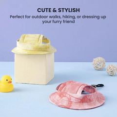 Adjustable Pet Sun Hat — Breathable Tie-Dye Bucket Hat