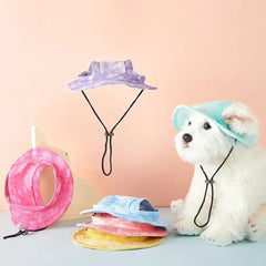 Adjustable Pet Sun Hat — Breathable Tie-Dye Bucket Hat