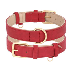 Adjustable Soft PU Leather Dog Collar & Leash — Gold Buckle