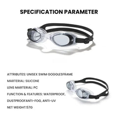 Anti-Fog Adult Swim Goggles — Silicone Seal, PC Lens